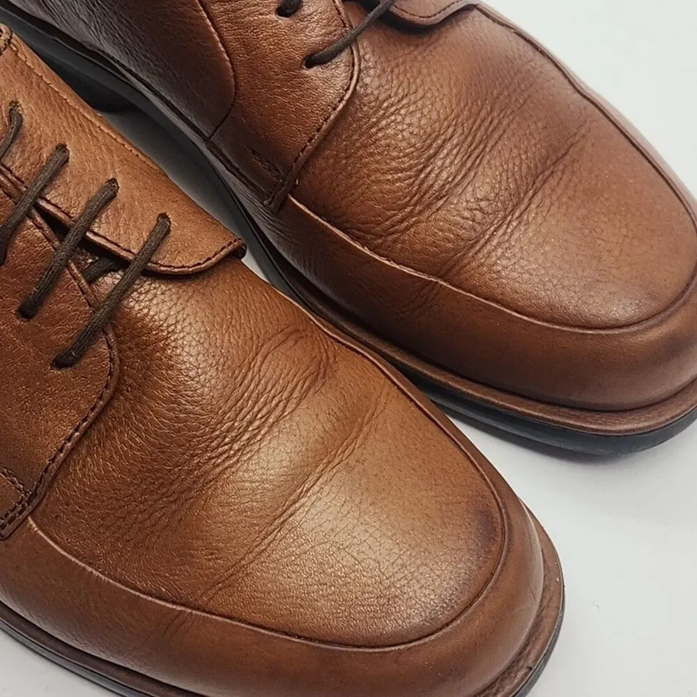 Carlo Morandi Leather Shoes Oxford Brown Men Sz 9.5 40 Anatomic Gel Non-Skid